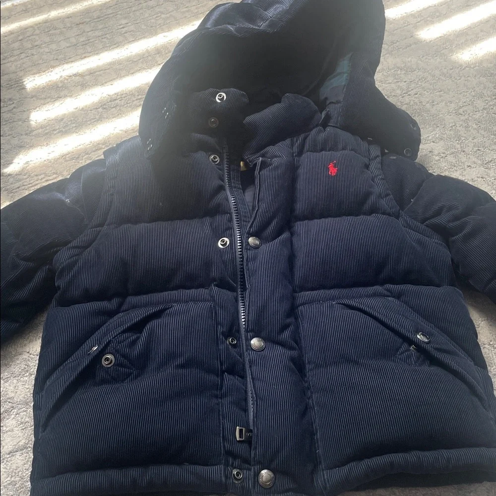Ralph Lauren Navy Puffer Jacket with Red Logo